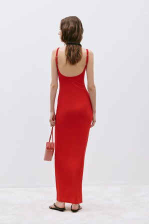 Kırmızı Rae Askılı Basic Elbise
