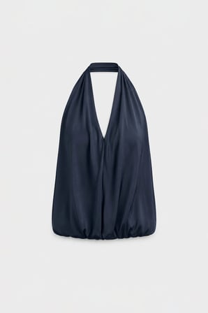 Mavi Nina Dökümlü Halter Top