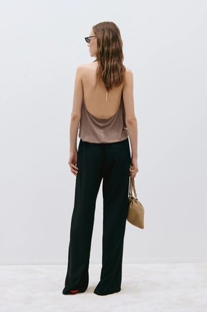 Sütlü Kahve Nina Dökümlü Halter Top