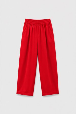 Kırmızı Raya Yıkamalı Poplin Pantolon