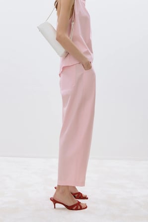 Pembe Raya Yıkamalı Poplin Pantolon