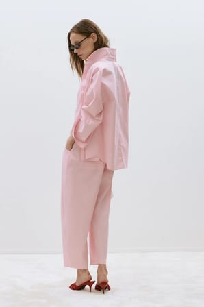 Pembe Klara Yıkamalı Poplin Gömlek