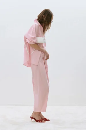 Pembe Klara Yıkamalı Poplin Gömlek
