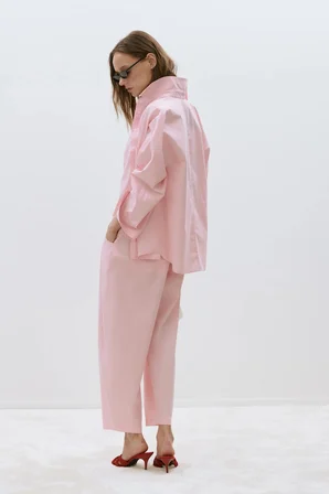 Pembe Klara Yıkamalı Poplin Gömlek
