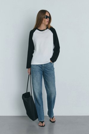 Siyah Reglan Çift Renk Tişört