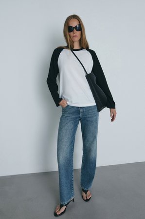 Siyah Reglan Çift Renk Tişört