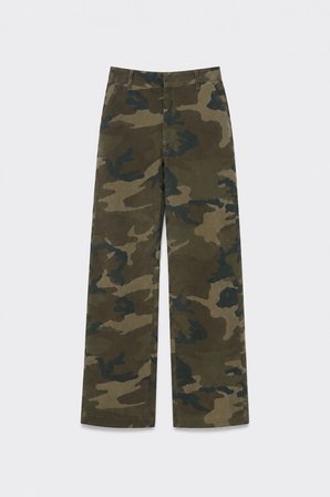 Renkli Kamuflaj Desenli Gabardin Pantolon