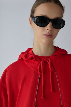 Kırmızı Lena Fermuarlı Kapüşonlu Sweatshirt