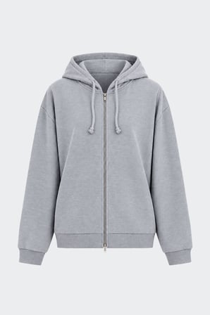 Gri Lena Fermuarlı Kapüşonlu Sweatshirt