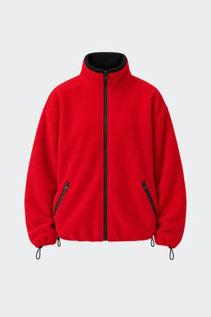 Kırmızı Anu Oversize Fermuarlı Polar Hırka