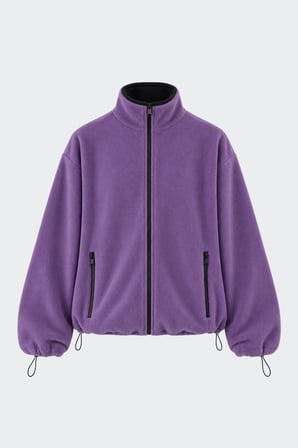 Mor Anu Oversize Fermuarlı Polar Hırka