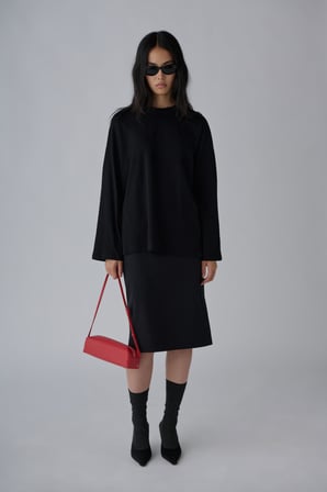 Siyah Uzun Kollu Oversize Tişört