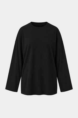 Siyah Uzun Kollu Oversize Tişört