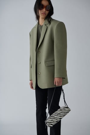 Yeşil Gina Kaşe Blazer Ceket