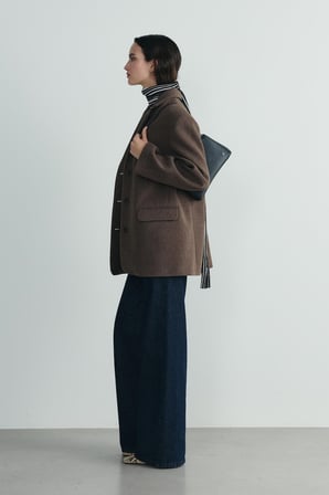 Kahverengi Gina Kaşe Blazer Ceket