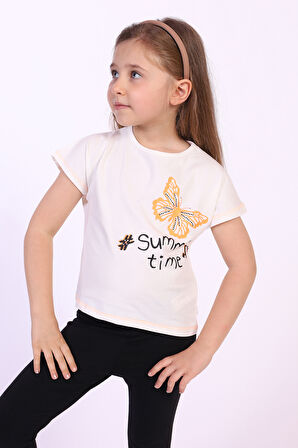 Toontoy Kız Çocuk Summer Time Baskılı Tişört