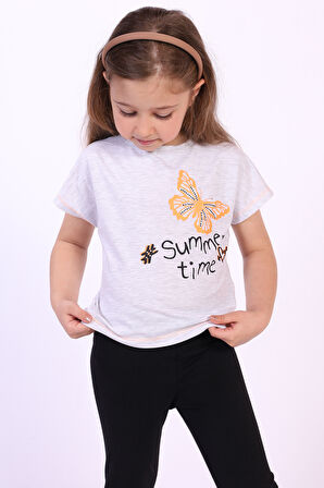 Toontoy Kız Çocuk Summer Time Baskılı Tişört