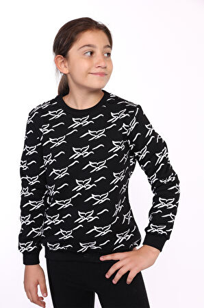 Toontoy Kız Çocuk Komple Balık Kuyruğu Baskılı Sweatshirt