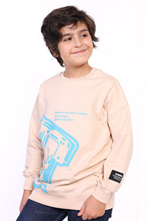 Toontoy Erkek Çocuk E harf Baskılı Sweatshirt