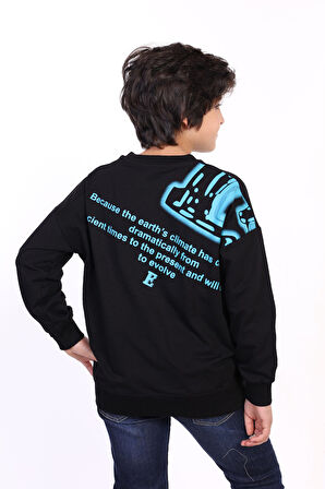 Toontoy Erkek Çocuk E harf Baskılı Sweatshirt
