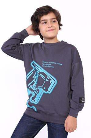 Toontoy Erkek Çocuk E harf Baskılı Sweatshirt