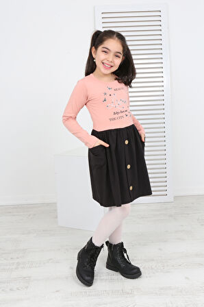 Toontoy Kız Çocuk Beauty Love Baskılı Elbise