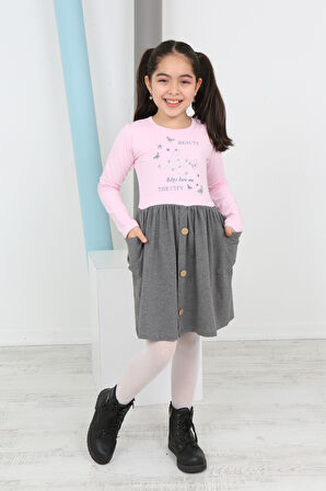 Toontoy Kız Çocuk Beauty Love Baskılı Elbise