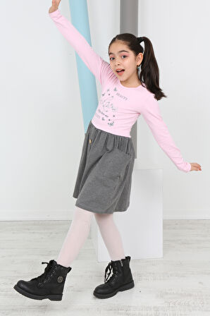 Toontoy Kız Çocuk Beauty Love Baskılı Elbise