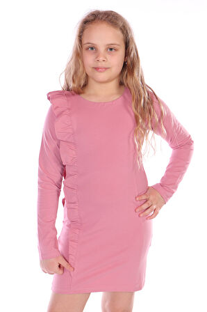 Toontoy Kız Çocuk Fırfır Detaylı Elbise