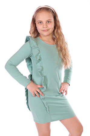 Toontoy Kız Çocuk Fırfır Detaylı Elbise