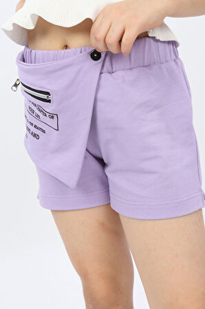 Toontoy Kız Çocuk Önü Süs Cepli Şort