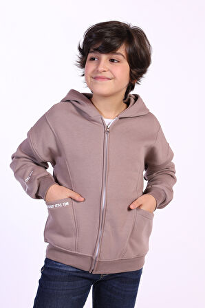 Toontoy Erkek Çocuk Cep Dıfferent Style Tıme Baskılı Hırka