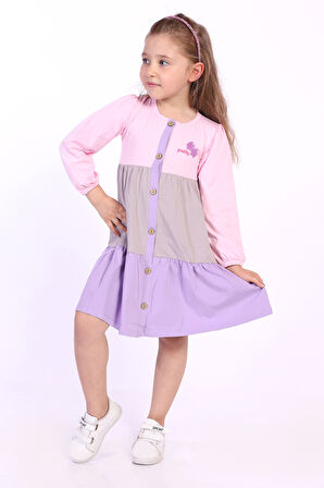 Toontoy Kız Çocuk Göğsü Pretty Nakışlı Elbise