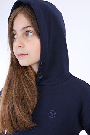 Toontoy Kız Çocuk Kapüşonlu Cepli Elbise