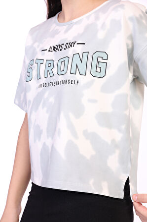 Toontoy Kız Çocuk Strong Baskılı Batikli Tişört