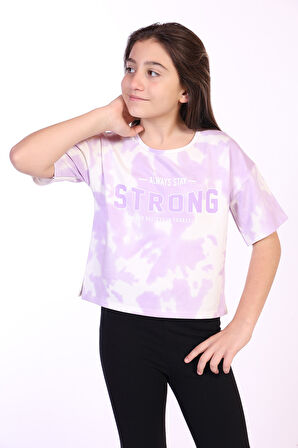 Toontoy Kız Çocuk Strong Baskılı Batikli Tişört