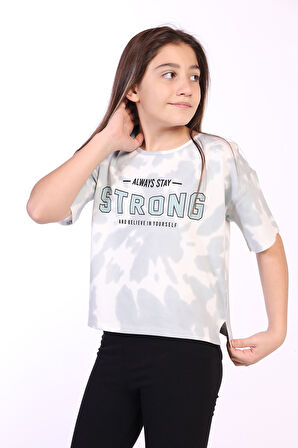 Toontoy Kız Çocuk Strong Baskılı Batikli Tişört