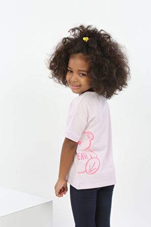 Toontoy Kız Çocuk Ayıcık Baskılı Tişört