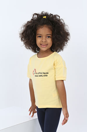 Toontoy Kız Çocuk Ayıcık Baskılı Tişört