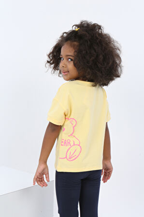 Toontoy Kız Çocuk Ayıcık Baskılı Tişört