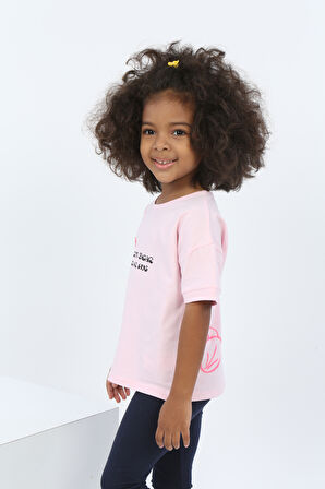 Toontoy Kız Çocuk Ayıcık Baskılı Tişört