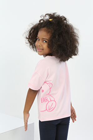 Toontoy Kız Çocuk Ayıcık Baskılı Tişört