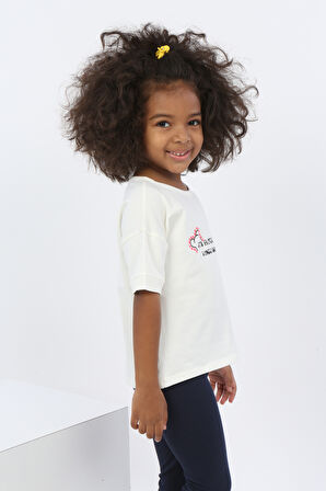 Toontoy Kız Çocuk Ayıcık Baskılı Tişört