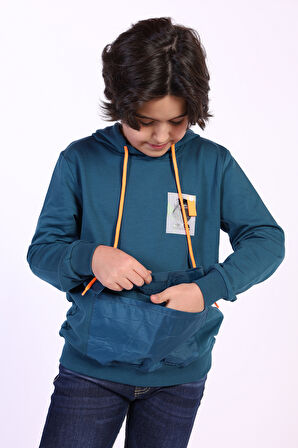 Toontoy Erkek Çocuk Armalı Kapşonlu Sweatshirt