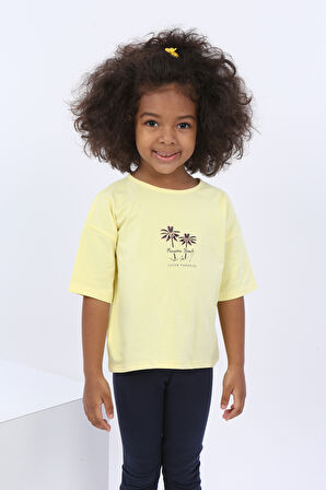 Toontoy Kız Çocuk Panama Beach Baskılı Tişört