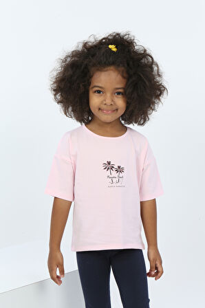 Toontoy Kız Çocuk Panama Beach Baskılı Tişört