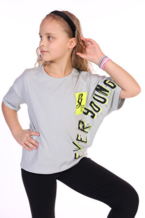 Toontoy Kız Çocuk Ever Young Baskılı Tişört
