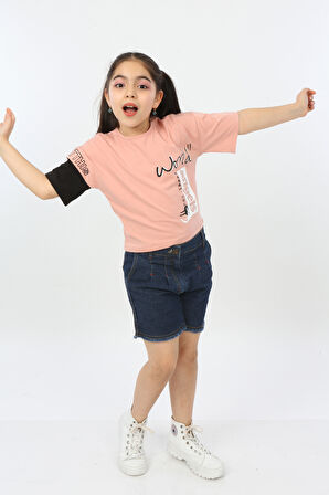 Toontoy Kız Çocuk World Baskılı Tişört