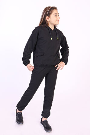 Toontoy Kız Çocuk Cepli Armalı Eşofman Takım