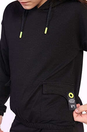 Toontoy Kız Çocuk Cepli Armalı Eşofman Takım